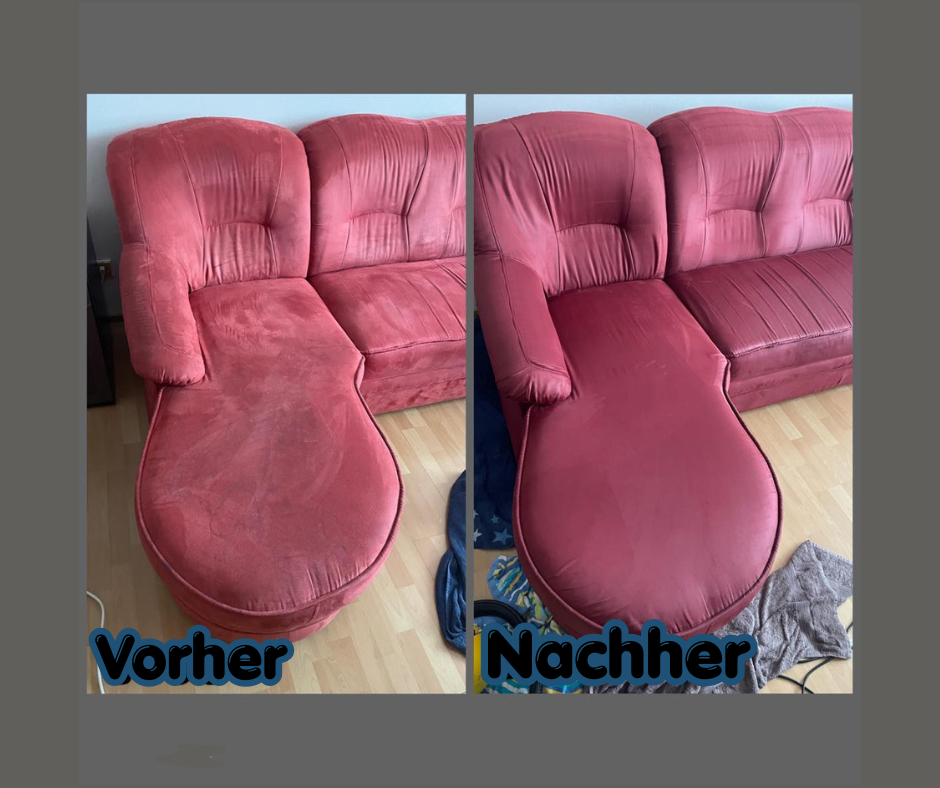 Sofa vor und nach der professionellen Polsterreinigung in Niederösterreich – Exclusive Cleaning